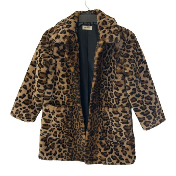 Zadig & Voltaire Madeleine Leopard Faux Fur Coat Kids Girls 10 Tan Brown - Read - Picture 2 of 16